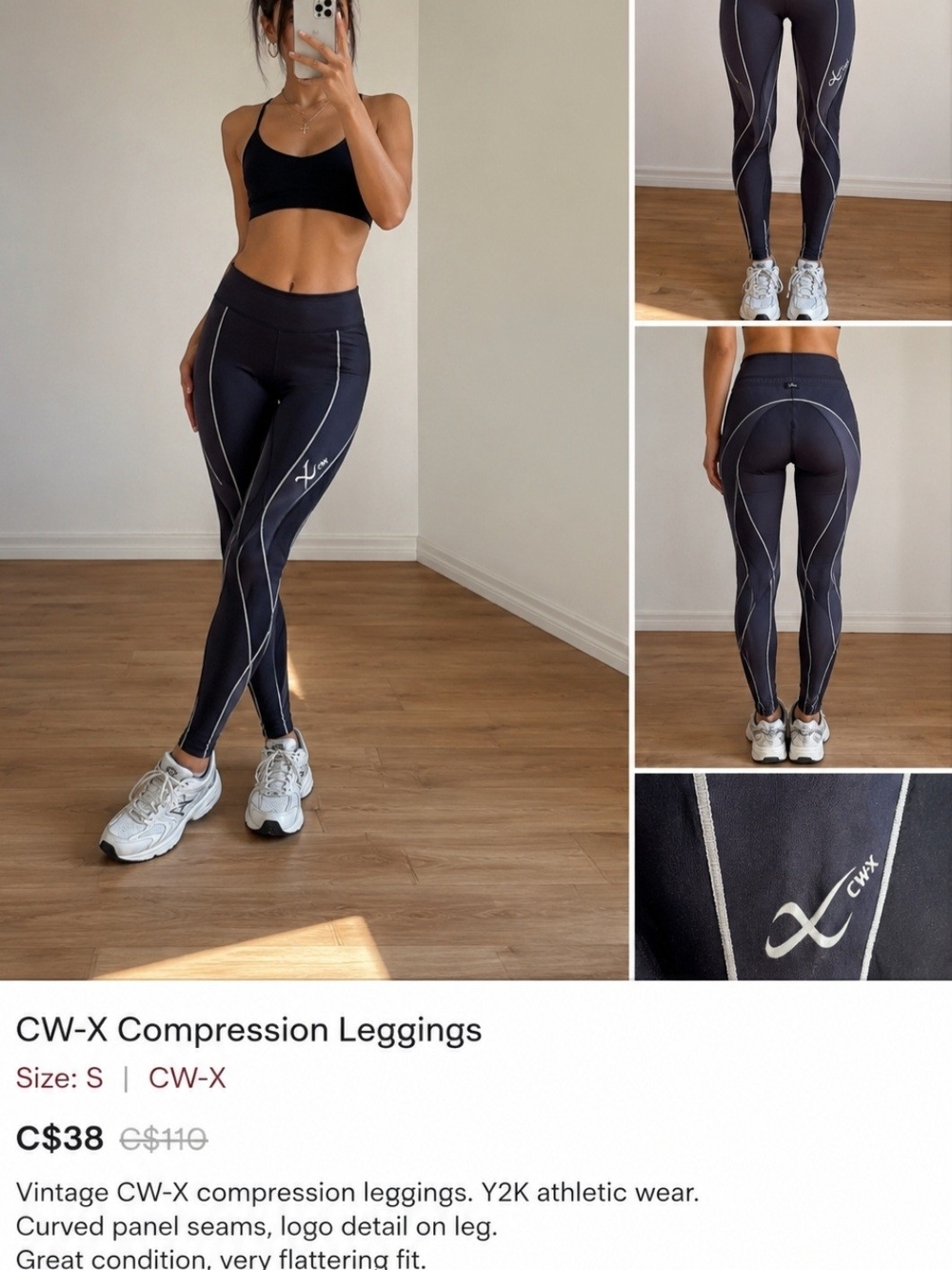 CW-X Compression Leggings Y2K Athletic Techwear Gymcore Black